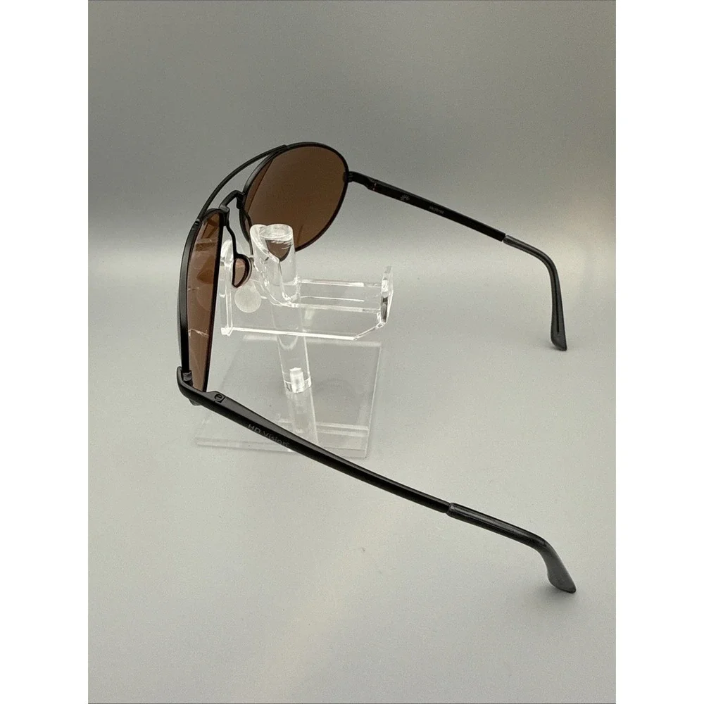 HD Vision Authentic Aviators High Definition Sunglasses Black Metal w/brown lens